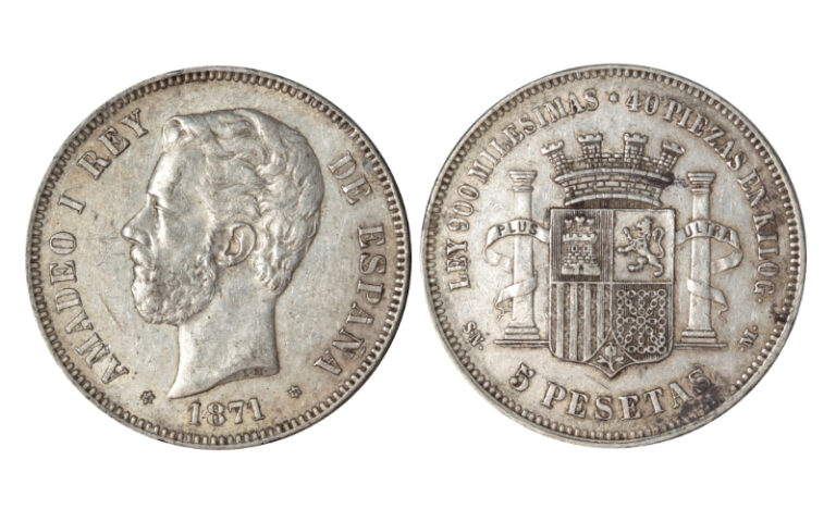 Amadeo I (1871-73) 5 Pesetas 1871*18-74 SNM MBC-EBC
