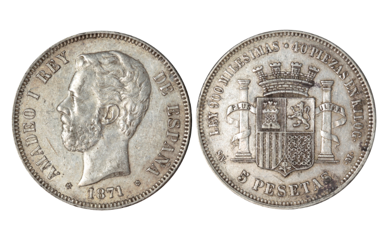 Amadeo I (1871-73) 5 Pesetas 1871*18-74 SNM MBC-EBC