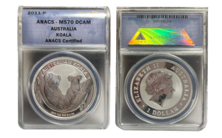 Australia 1 Dólar (1oz. 999) 2011 Koala PROOF Certificada ANACS MS70 PROOF