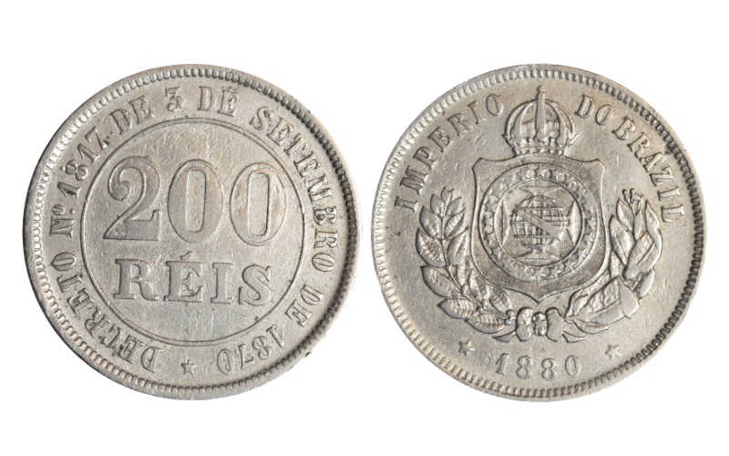 Brasil Pedro I 200 Reis 1880 MBC