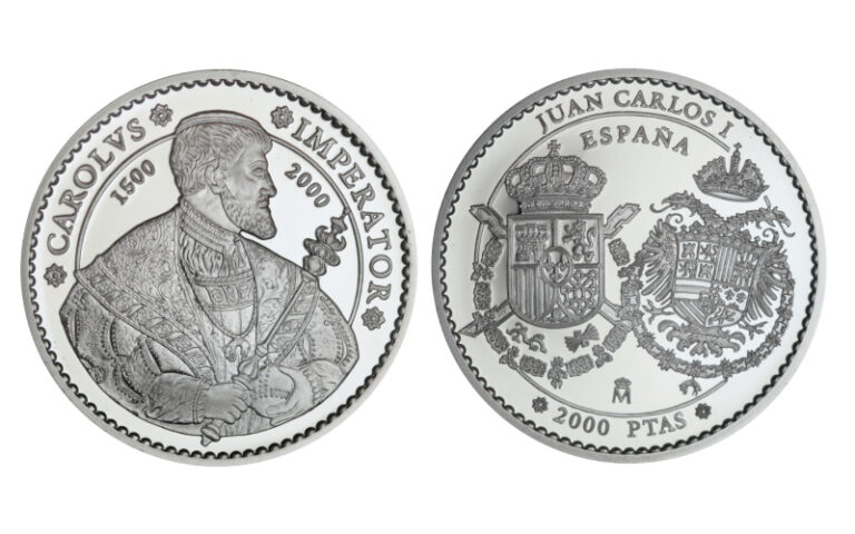 España 2.000 Pesetas Año 2000 V Centenario Carlos V (1500-2000) Representación del Escultor alemán Hans Reinhard PROOF