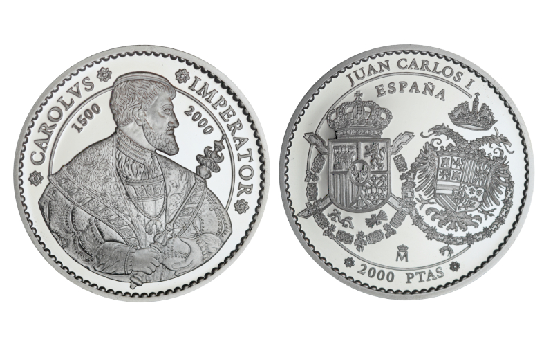 España 2.000 Pesetas Año 2000 V Centenario Carlos V (1500-2000) Representación del Escultor alemán Hans Reinhard PROOF