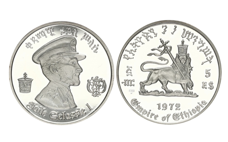 Etiopía 5 Dólares 1972 80 Cumpleaños de Hailé Selassié I PROOF