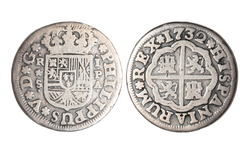 Felipe V 1 Real 1732 Sevilla PA BC