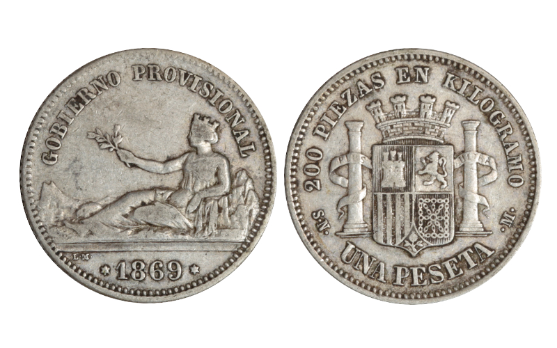 Gobierno Provisional 1 Peseta 1869 SNM MBC-