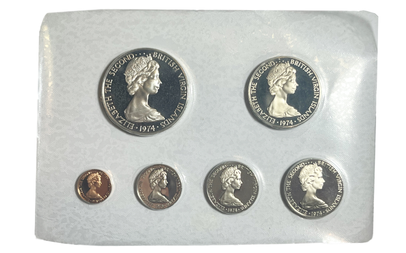 Islas Vírgenes Serie 6 Valores 1974 Fauna PROOF