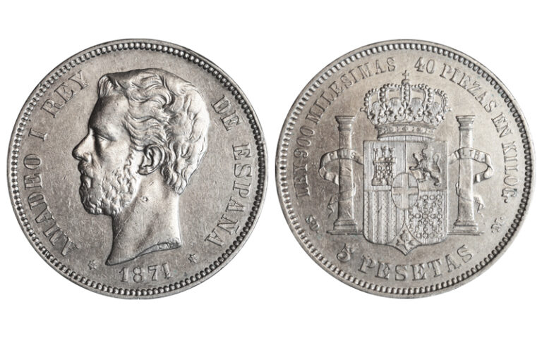 Amadeo I (1871-73) 5 Pesetas 1871*18-71 Golpec. SC