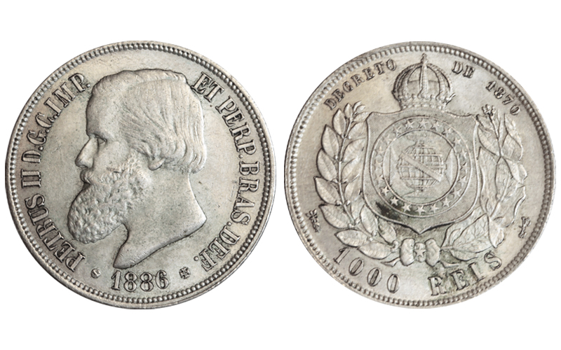 Brasil Pedro II 1.000 Reis 1886 MBC+
