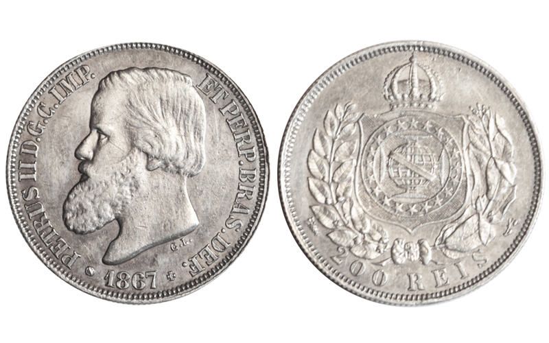 Brasil Pedro II 200 Reis 1867 EBC-