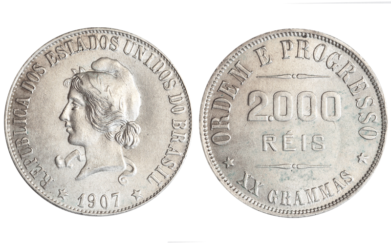Brasil Pedro II 2.000 Reis 1907 MBC+