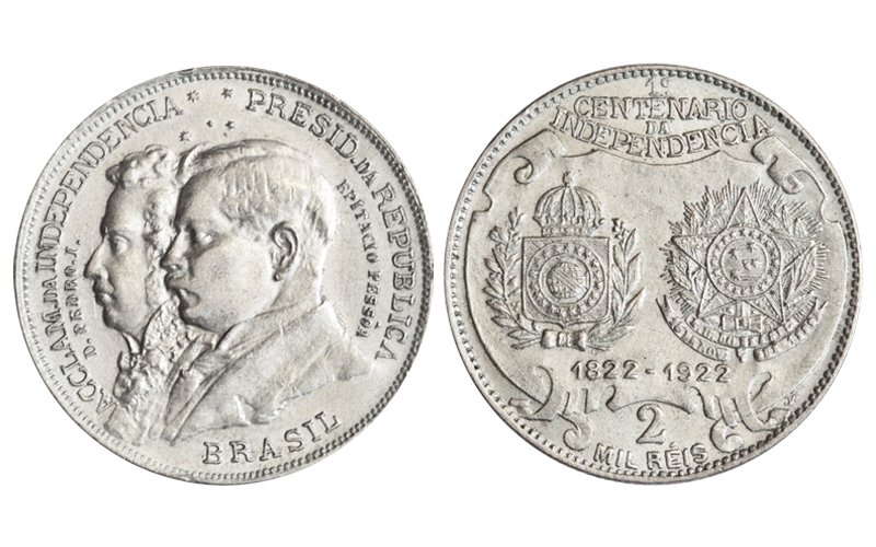 Brasil 2.000 Reis 1922 Centenario Independencia EBC-
