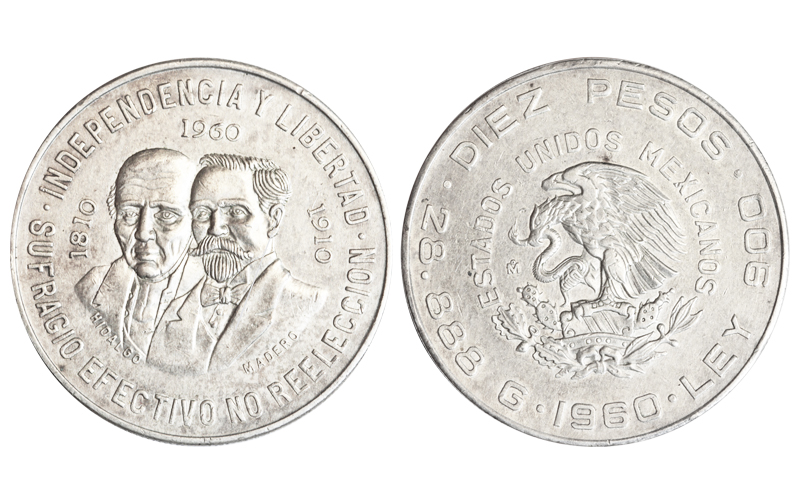 México 10 Pesos 1960 150 Aniversario Guerra Independencia MBC+