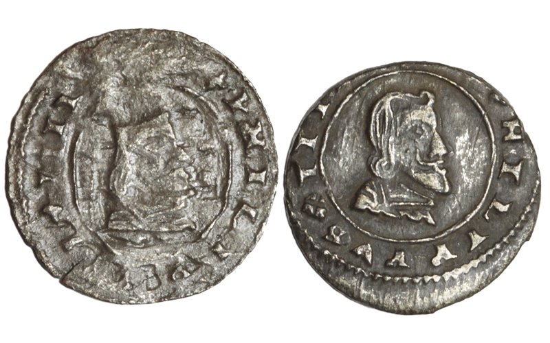 Lote 8 Maravedís Felipe IV Granada 1662 y 1664 Falsos de época