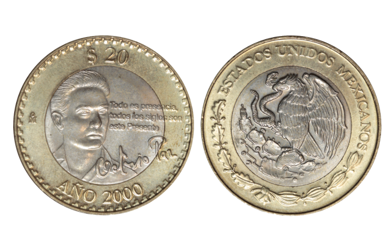 México 20 Pesos 2000 Octavio Paz EBC+