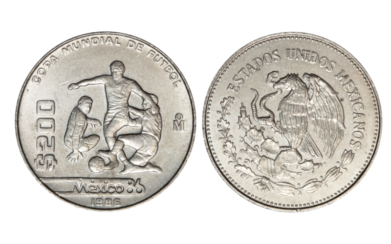 México 200 Pesos 1986 Copa Mundial de Fútbol EBC+
