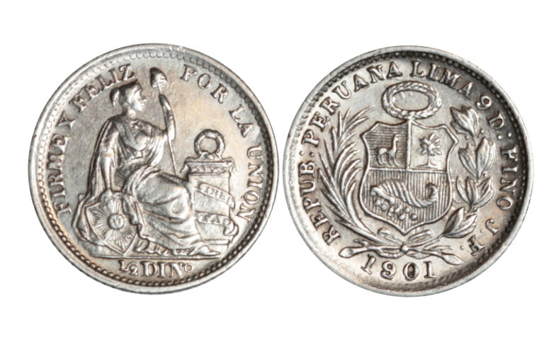 Perú 1/2 Dinero 1901 EBC