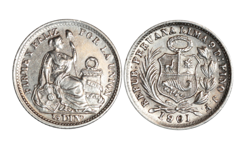 Perú 1/2 Dinero 1901 EBC