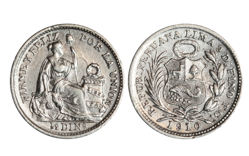 Perú 1/2 Dinero 1910 MBC+