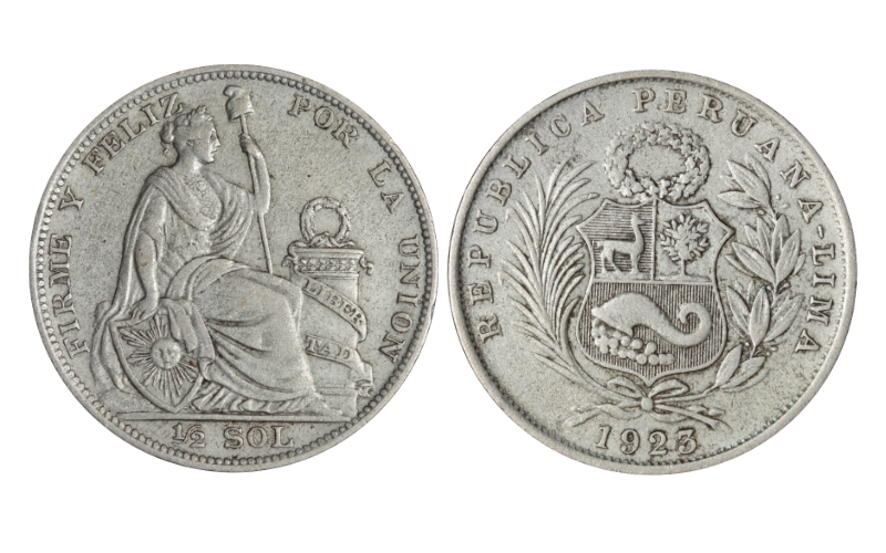 Perú 1/2 Sol 1923 Libertad Sentada MBC-