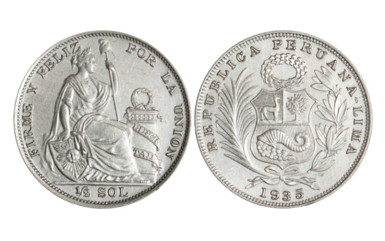 Perú 1/2 Sol 1935 Libertad Sentada EBC-