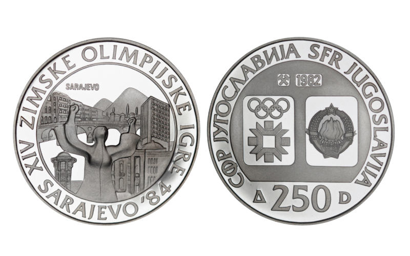 Yugoslavia 250 Dinara 1982 Juegos Olímpicos 1984 Sarajevo PROOF