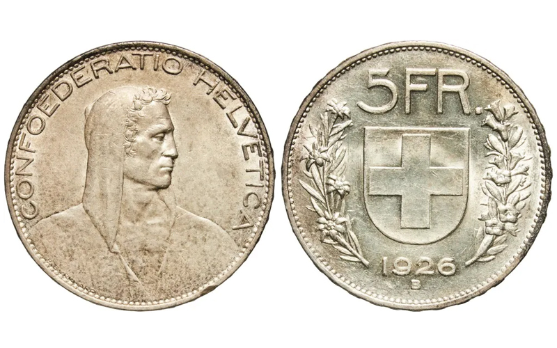 Suiza 5 Francos 1926 B Golpec. EBC-SC