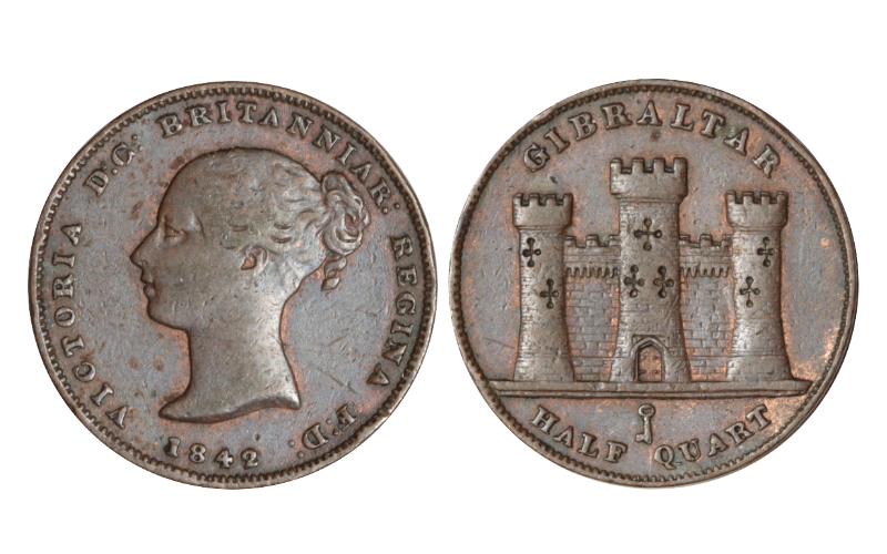 Gibraltar Victoria (1837-1901) 1/2 Cuarto 1842 MBC/MBC+
