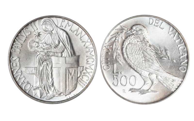 Vaticano Juan Pablo II 500 Liras 1993 Encíclica de la Paz en Terris BU