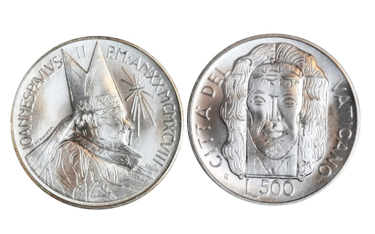 Vaticano Juan Pablo II 500 Liras 1998 Exposición de la Sábana Santa BU
