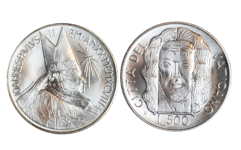 Vaticano Juan Pablo II 500 Liras 1998 Exposición de la Sábana Santa BU