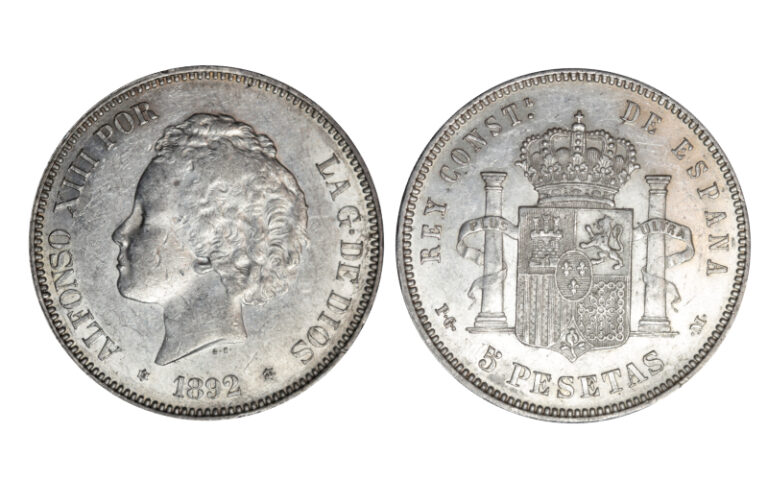 Alfonso XIII 5 Pesetas 1892*18-92 PGM EBC-