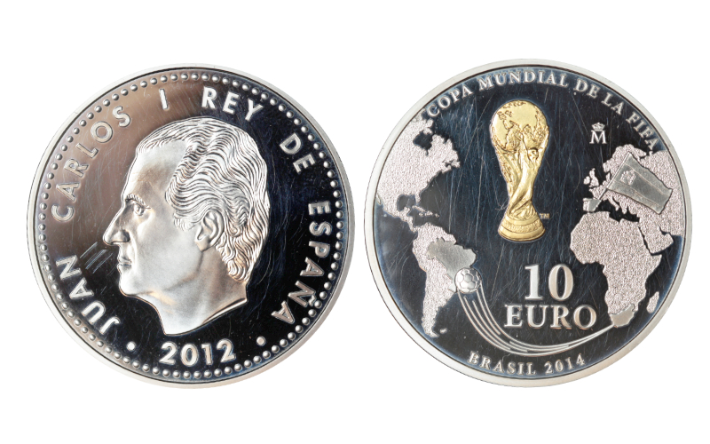 España 10 Euros 2012 Copa Mundial FIFA Brasil 2014 Rayitas PROOF