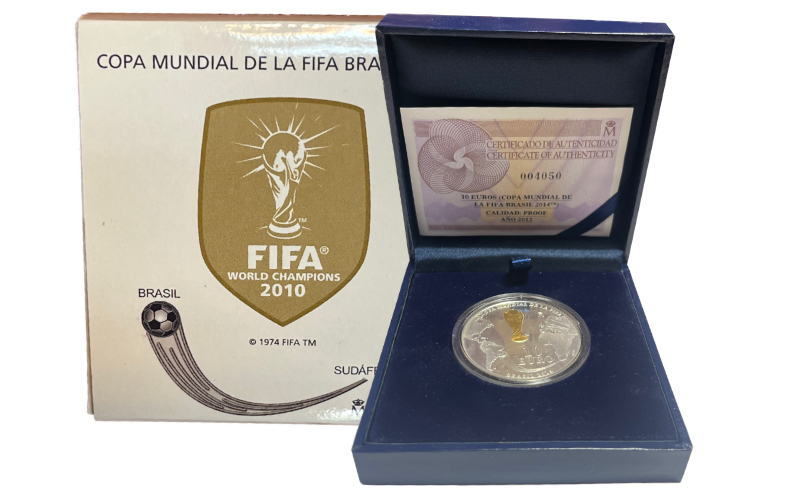 España 10 Euros 2012 Copa Mundial FIFA Brasil 2014 Rayitas PROOF