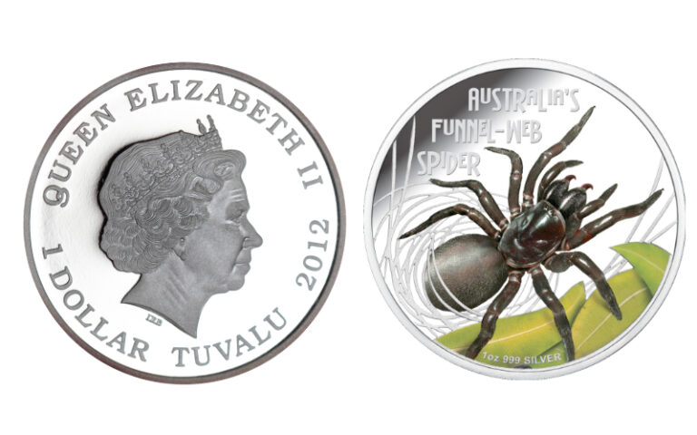 Tuvalu 1 Dólar 2012 Serie Deadly & Dangerous - Araña de Tubo PROOF
