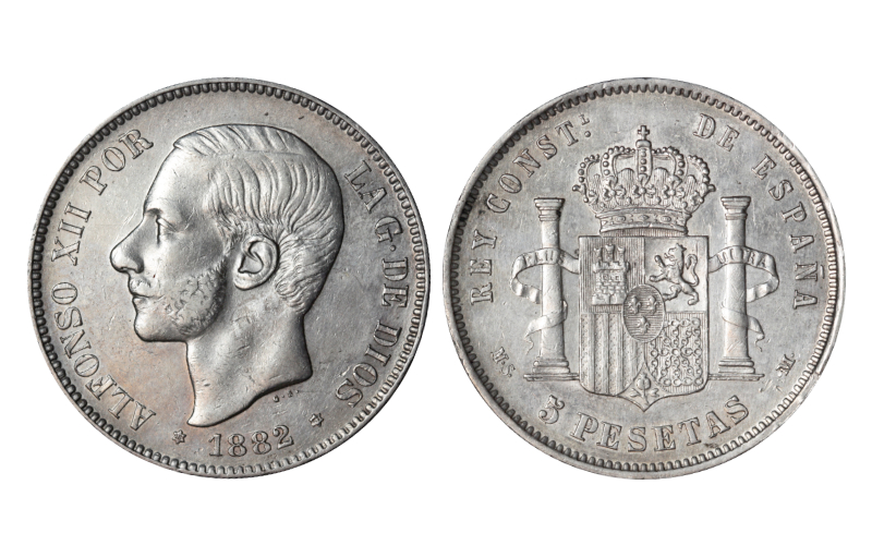 Alfonso XII 5 Pesetas 1882 *18-82 (sobre 81) MSM MBC+/MBC-EBC