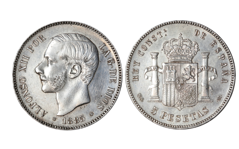 Alfonso XII 5 Pesetas 1885 *18-87 MSM EBC
