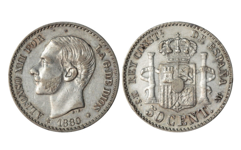 Alfonso XII 50 Céntimos 1880 *8-0 MSM MBC-EBC