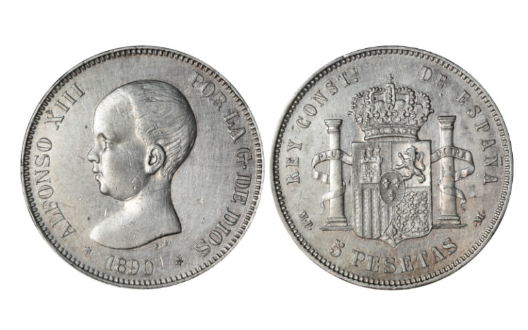 Alfonso XIII 5 Pesetas 1890 * 18-90 MPM MBC-EBC