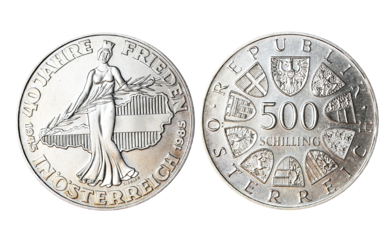 Austria 500 Schilling 1985 40 Años de Paz en Austria SC