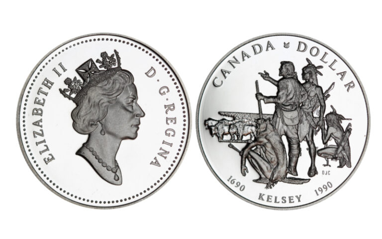 Canadá 1 Dólar 1990 300 Aniversario de Henry Kelsey PROOF