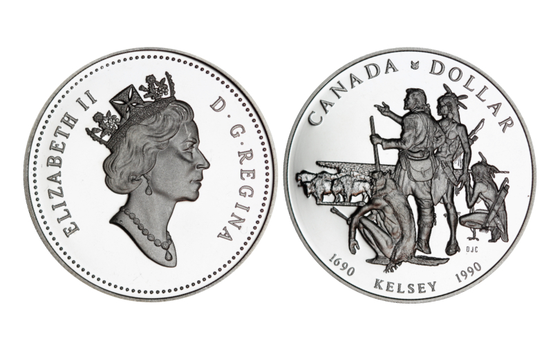 Canadá 1 Dólar 1990 300 Aniversario de Henry Kelsey PROOF
