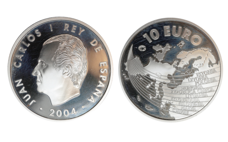 España 10 Euros 2004 Ampliación de la Unión Europea Rayitas PROOF