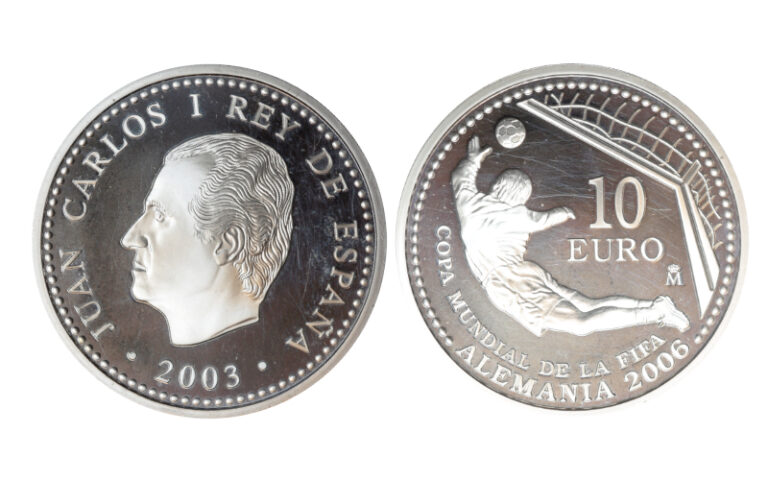 España 10 Euros 2006 Copa FIFA Alemania rayitas PROOF