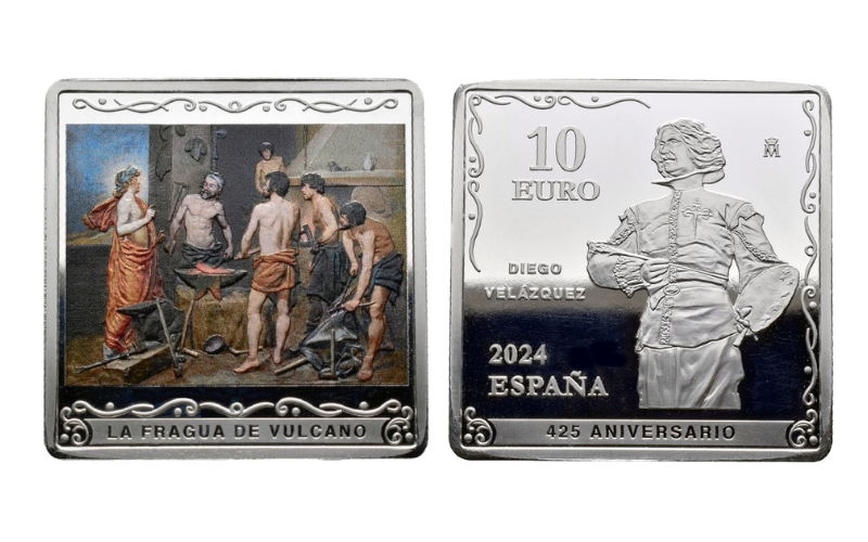 España 10 Euros 2024 425 Aniversario de Velázquez "La Fragua de Vulcano" (1630) y Monumento a Diego Velázquez PROOF
