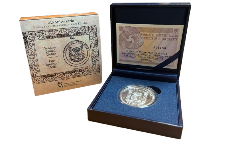 España 10 Euros 2025 250 Aniversario España y la Independencia de los EE.UU. PROOF