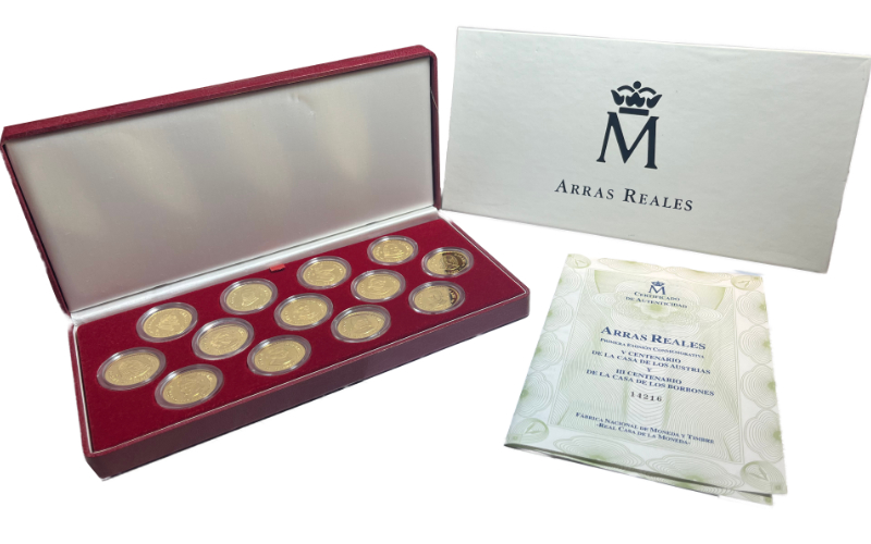España 13 Arras Reales 1999 1ª Emisión Conmemorativa del V Centenario de la Casa de los Austrias y el III Centenario de la Casa de los Borbones PROOF