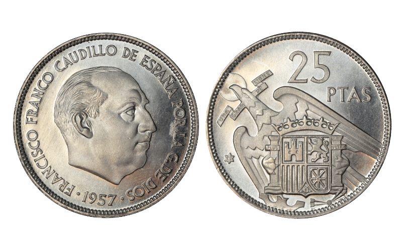 Estado Español 25 Pesetas 1957*75 PROOF