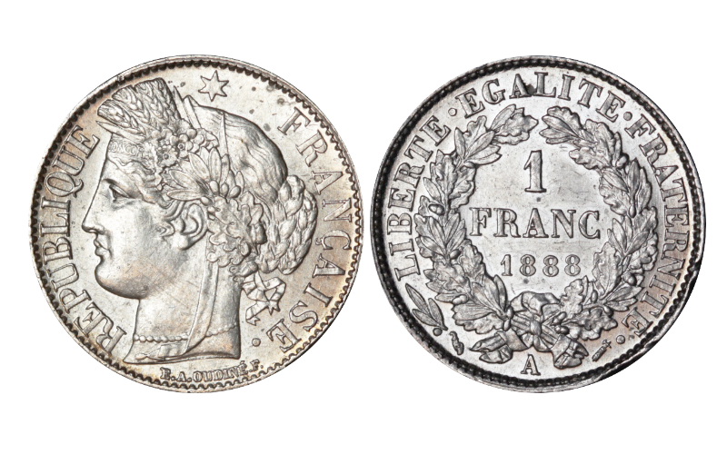 Francia 1 Franco 1888 A Golpec. SC-