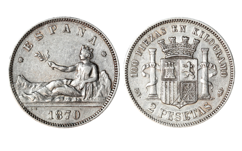 Gobierno Provisional 2 Pesetas 1870 *18-73 DEM MBC-EBC