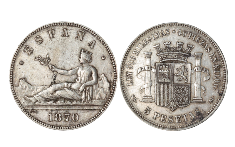 Gobierno Provisional 5 Pesetas 1870*18-70 DEM MBC+